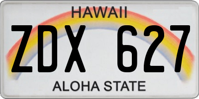 HI license plate ZDX627