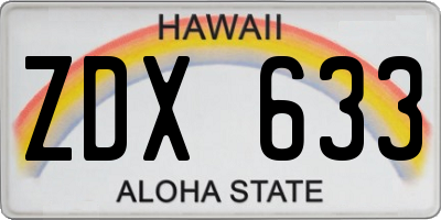 HI license plate ZDX633