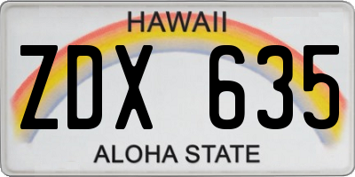 HI license plate ZDX635