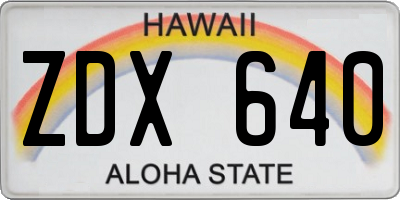 HI license plate ZDX640