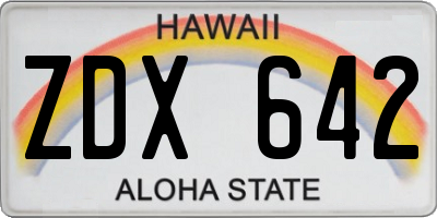 HI license plate ZDX642