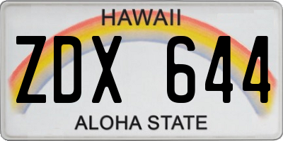 HI license plate ZDX644
