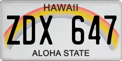 HI license plate ZDX647