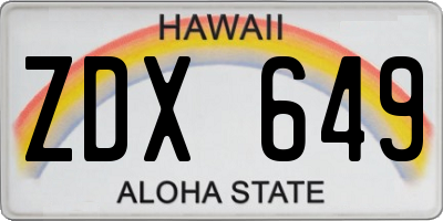 HI license plate ZDX649