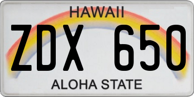 HI license plate ZDX650