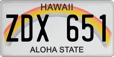 HI license plate ZDX651