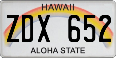 HI license plate ZDX652
