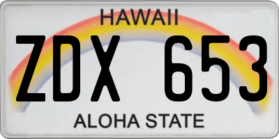 HI license plate ZDX653