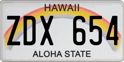 HI license plate ZDX654
