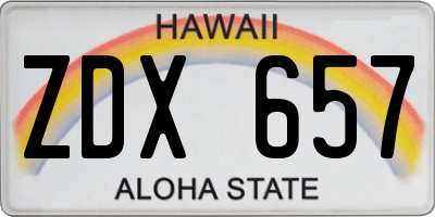 HI license plate ZDX657
