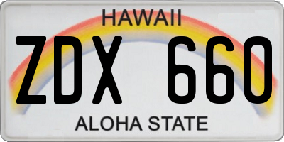 HI license plate ZDX660