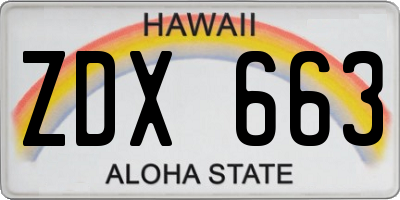 HI license plate ZDX663