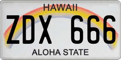 HI license plate ZDX666