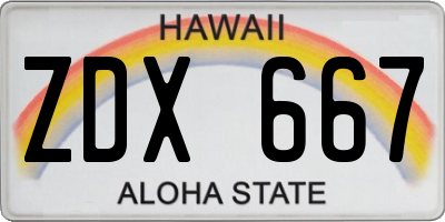 HI license plate ZDX667