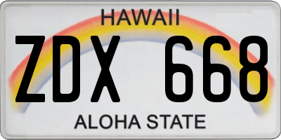 HI license plate ZDX668