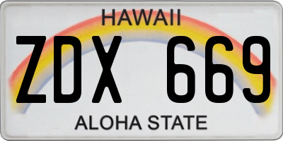 HI license plate ZDX669