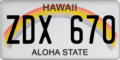 HI license plate ZDX670