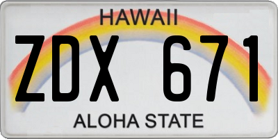 HI license plate ZDX671
