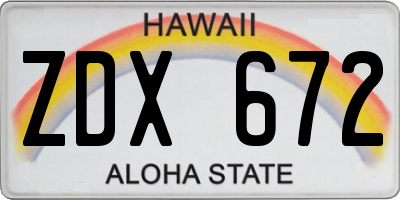 HI license plate ZDX672