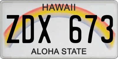 HI license plate ZDX673