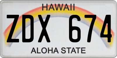 HI license plate ZDX674