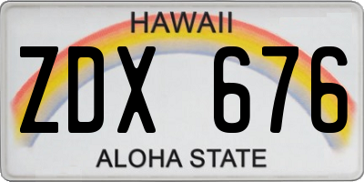 HI license plate ZDX676