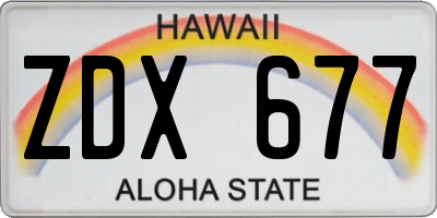 HI license plate ZDX677