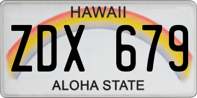 HI license plate ZDX679