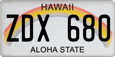 HI license plate ZDX680