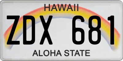 HI license plate ZDX681