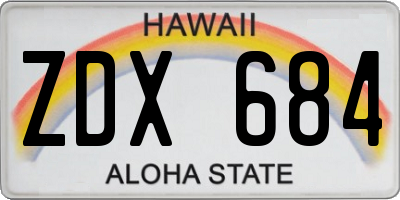HI license plate ZDX684