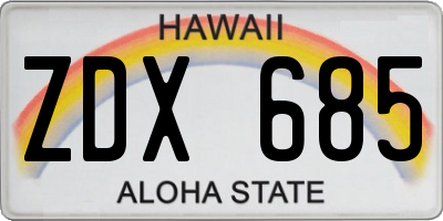 HI license plate ZDX685