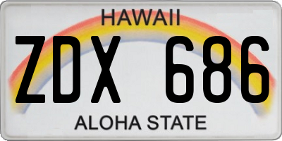 HI license plate ZDX686
