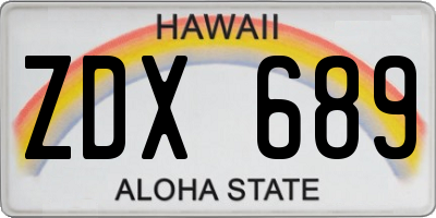 HI license plate ZDX689