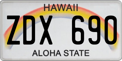 HI license plate ZDX690