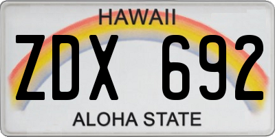 HI license plate ZDX692
