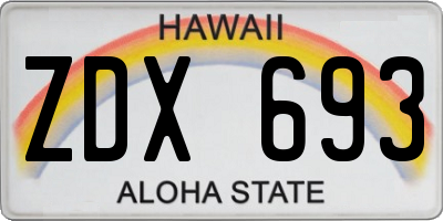 HI license plate ZDX693