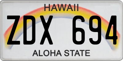 HI license plate ZDX694