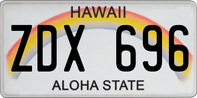 HI license plate ZDX696