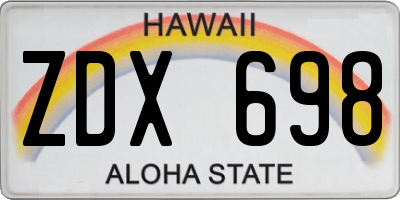 HI license plate ZDX698