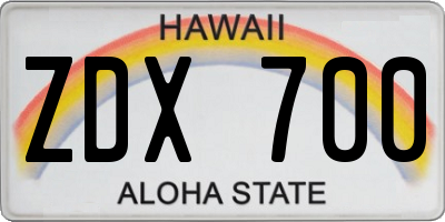 HI license plate ZDX700