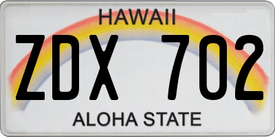 HI license plate ZDX702