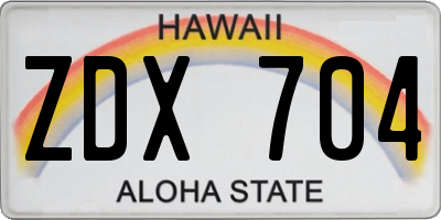 HI license plate ZDX704
