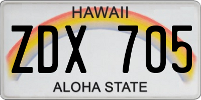 HI license plate ZDX705