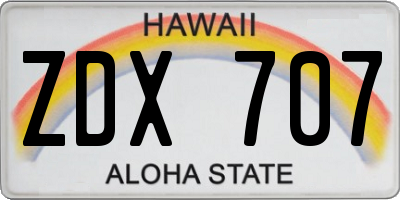 HI license plate ZDX707
