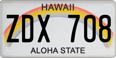HI license plate ZDX708