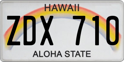 HI license plate ZDX710