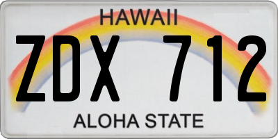 HI license plate ZDX712
