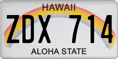 HI license plate ZDX714