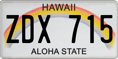 HI license plate ZDX715